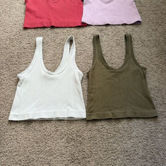 Bundle Of 6 Urban Outfitters Out From Under Ribbed Crop Tank Tops Basic Medium - Picture 2 of 8